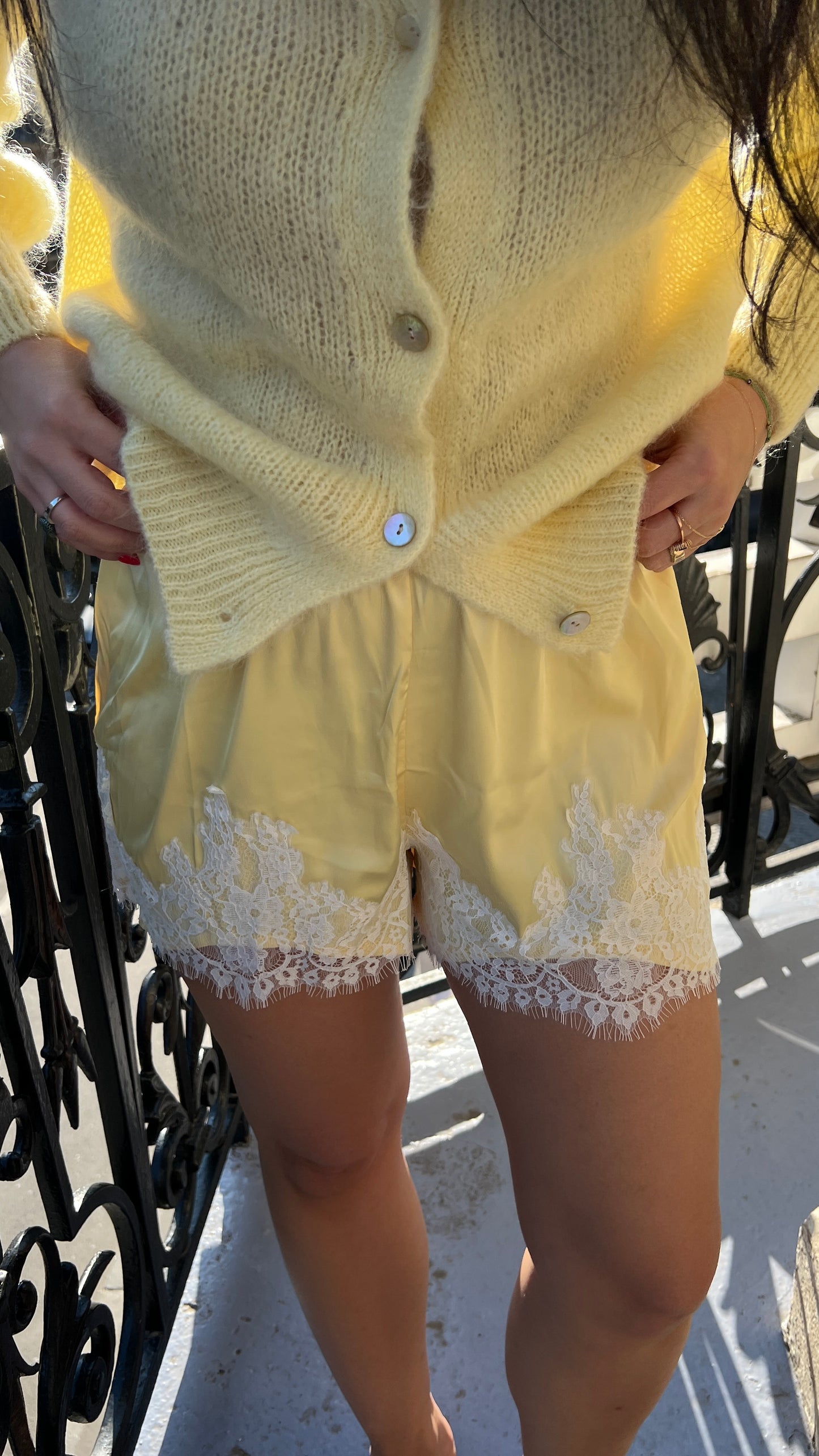 Muse Satin Mini Shorts with Lace - Sorbet