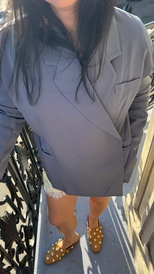 Lucia Boxy Wrap Blazer - Slate Grey PRE-ORDER