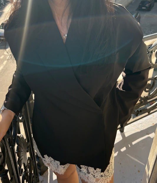 Lucia Boxy Wrap Blazer - Noir PRE-ORDER